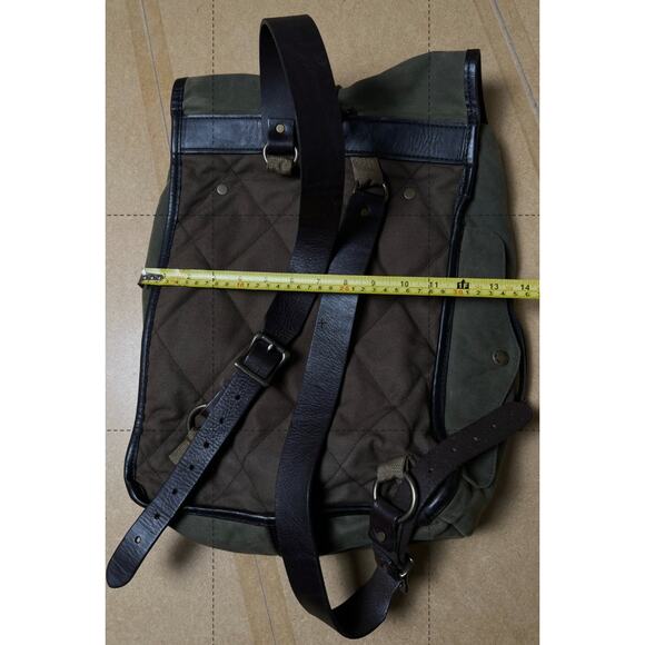 Filson Tin Cloth RARE Backpack Green Rucksack Leather Made in USA Discontinued - Picture 7 of 9